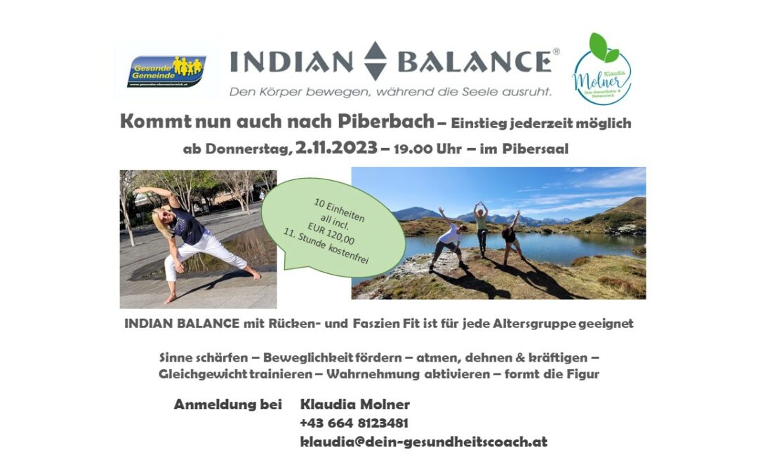 INDIAN BALANCE mit Rücken- und Faszien FIT in Piberbach / OÖ